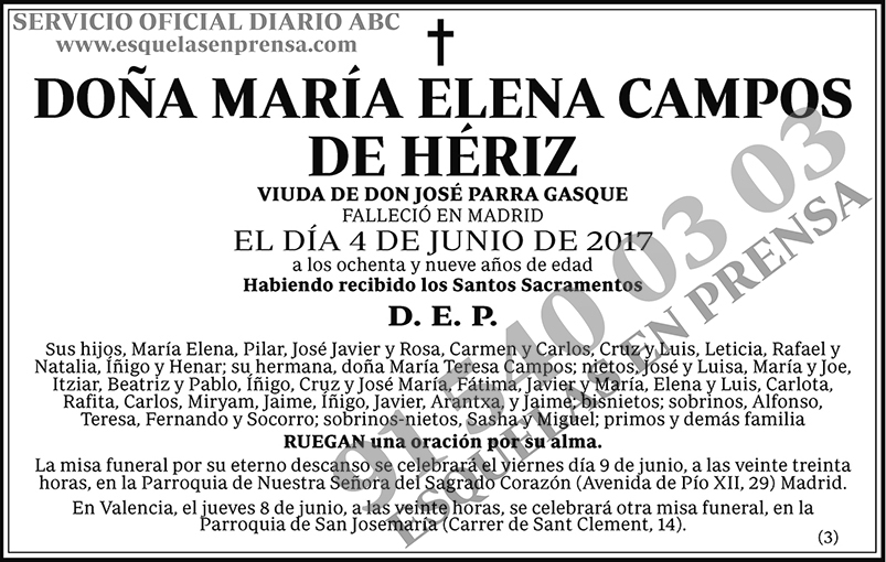 María Elena Campos de Hériz